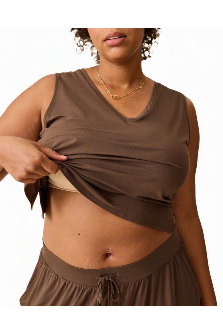Aria Cropped V-Neck Tank, Alternate, color, Chocolate