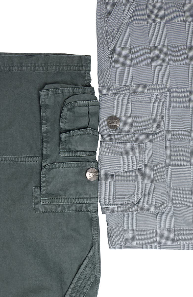 XRAY Kids' 2-Pack Belted Twill Cargo Shorts, Alternate, color, Grey Plaid/ Grey