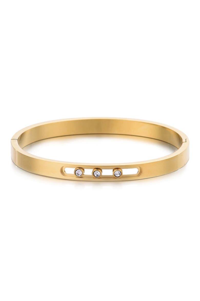 Tarnish Resistant Cubic Zirconia Bangle Bracelet, Main, color, GOLD