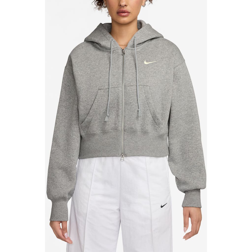 Nike Phoenix Relaxed Fit Cotton Blend Fleece Hoodie In Gray
