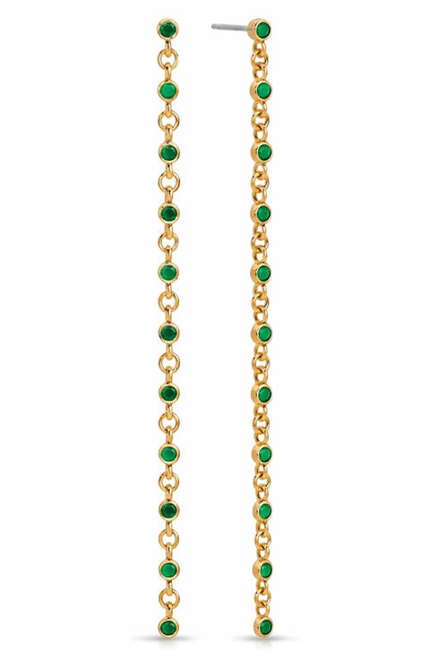 Dainty Linear Cubic Zirconia Drop Earrings