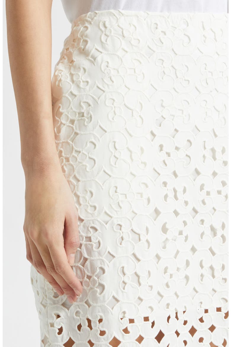 Nokkeluus Keidas Semi Sheer Broderie Anglaise Midi Skirt, Alternate, color, OFF-WHITE