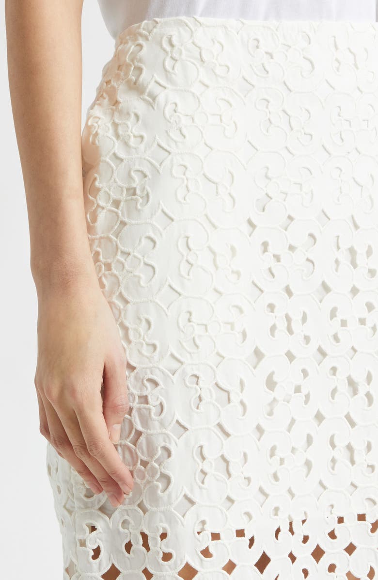 Marimekko Nokkeluus Keidas Semi Sheer Broderie Anglaise Midi Skirt, Alternate, color, Off-White