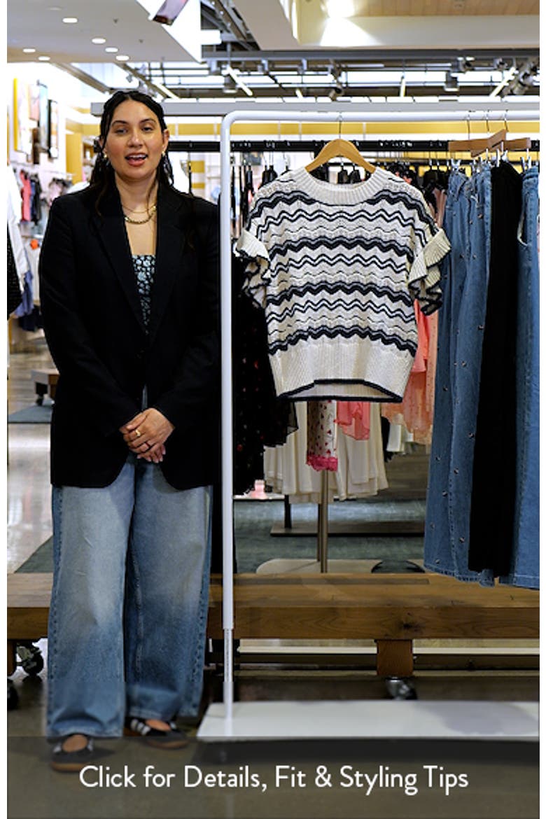 Flutter Sleeve Cotton Pointelle & Rib Sweater video