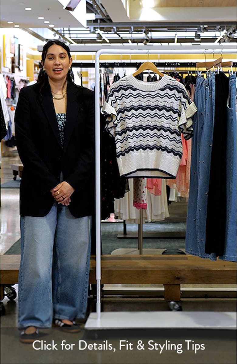 Flutter Sleeve Cotton Pointelle & Rib Sweater, sales video thumbnail