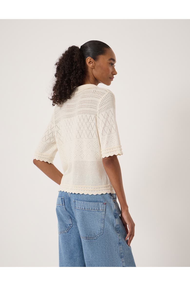 Pointelle Cotton Cardigan, Alternate, color, Stone White