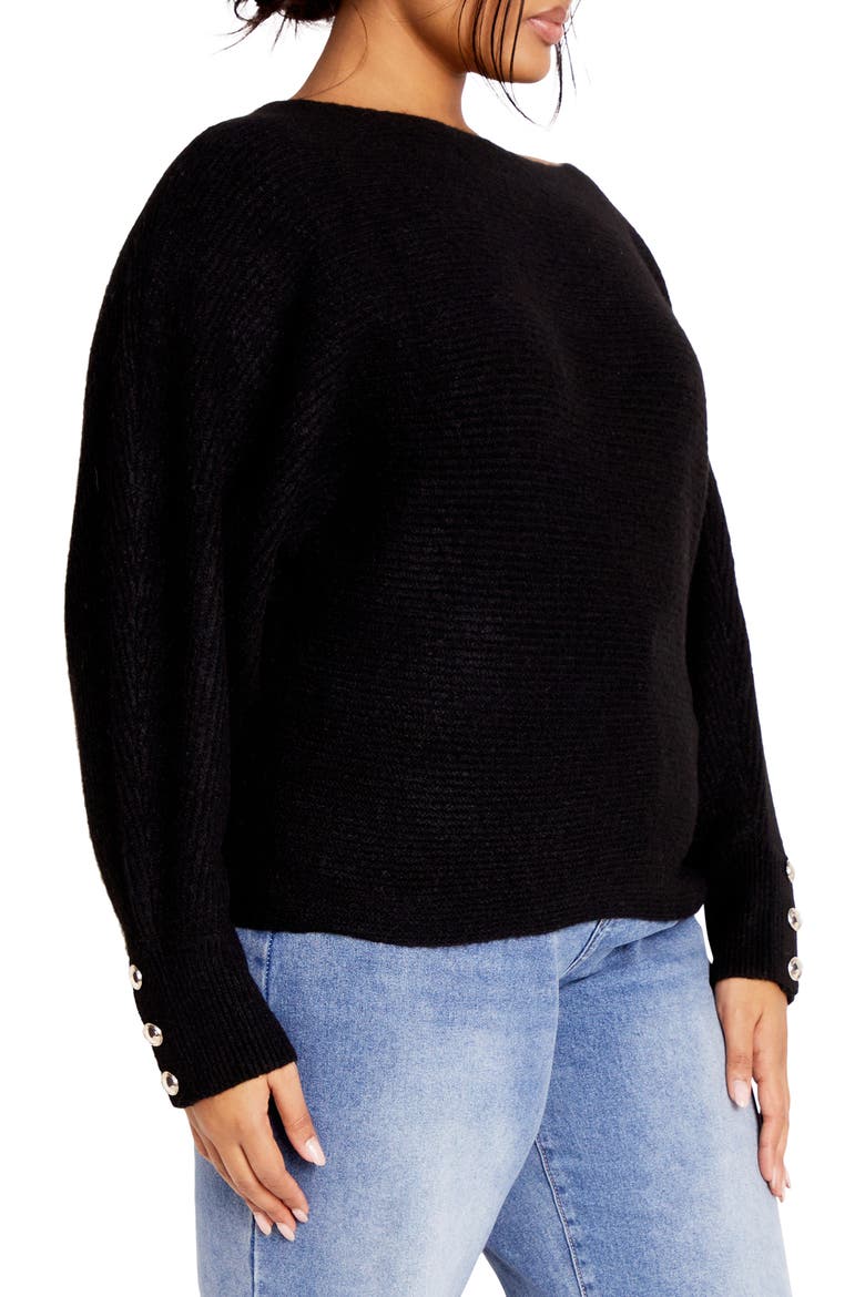 Eleni Slouchy One-Shoulder Sweater, Alternate, color, BLACK