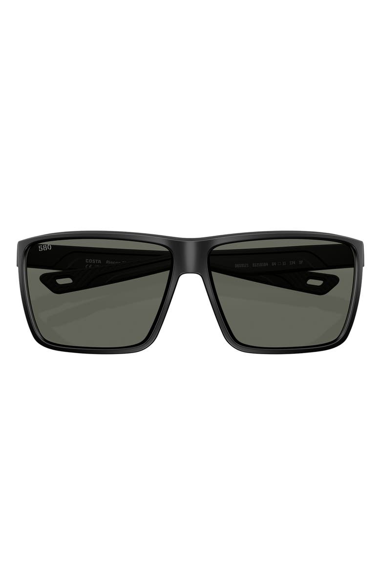 Costa Del Mar Rincon II 64mm Polarized Oversize Rectangular Sunglasses, Alternate, color, Matte Black / Gray