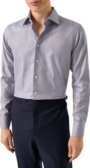 Eton Contemporary Fit Houndstooth Cotton Dobby Dress Shirt