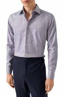 Eton Contemporary Fit Houndstooth Cotton Dobby Dress Shirt