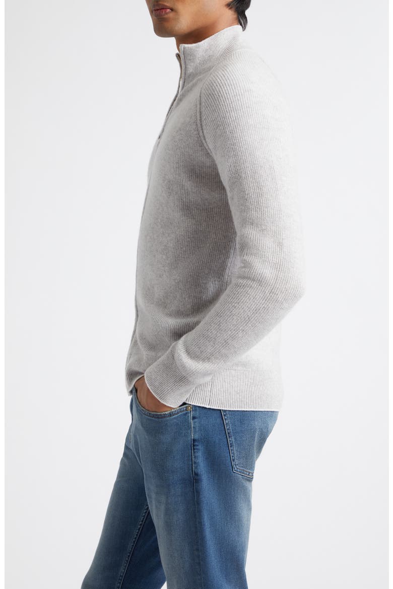 Tipped Cashmere Zip Cardigan, Alternate, color, 13-02 LT GRY SND WHT