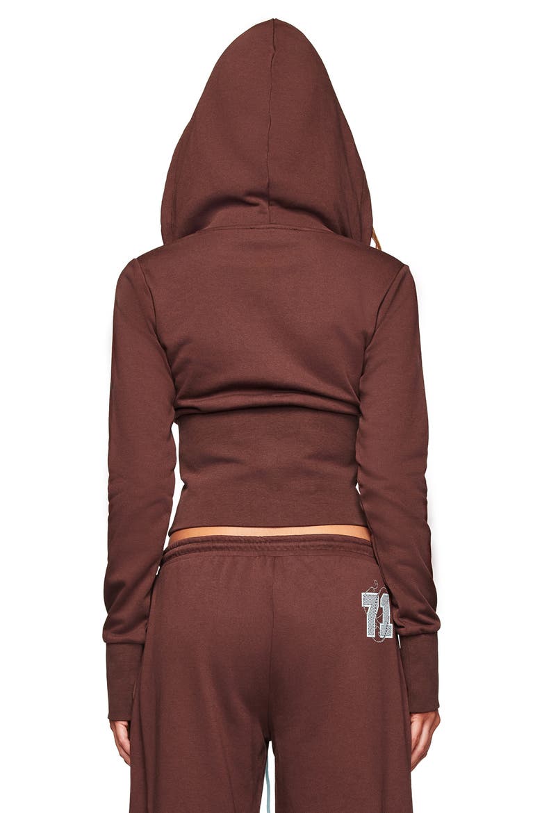 Arlo Front Zip Crop Hoodie, Alternate, color, BROWN