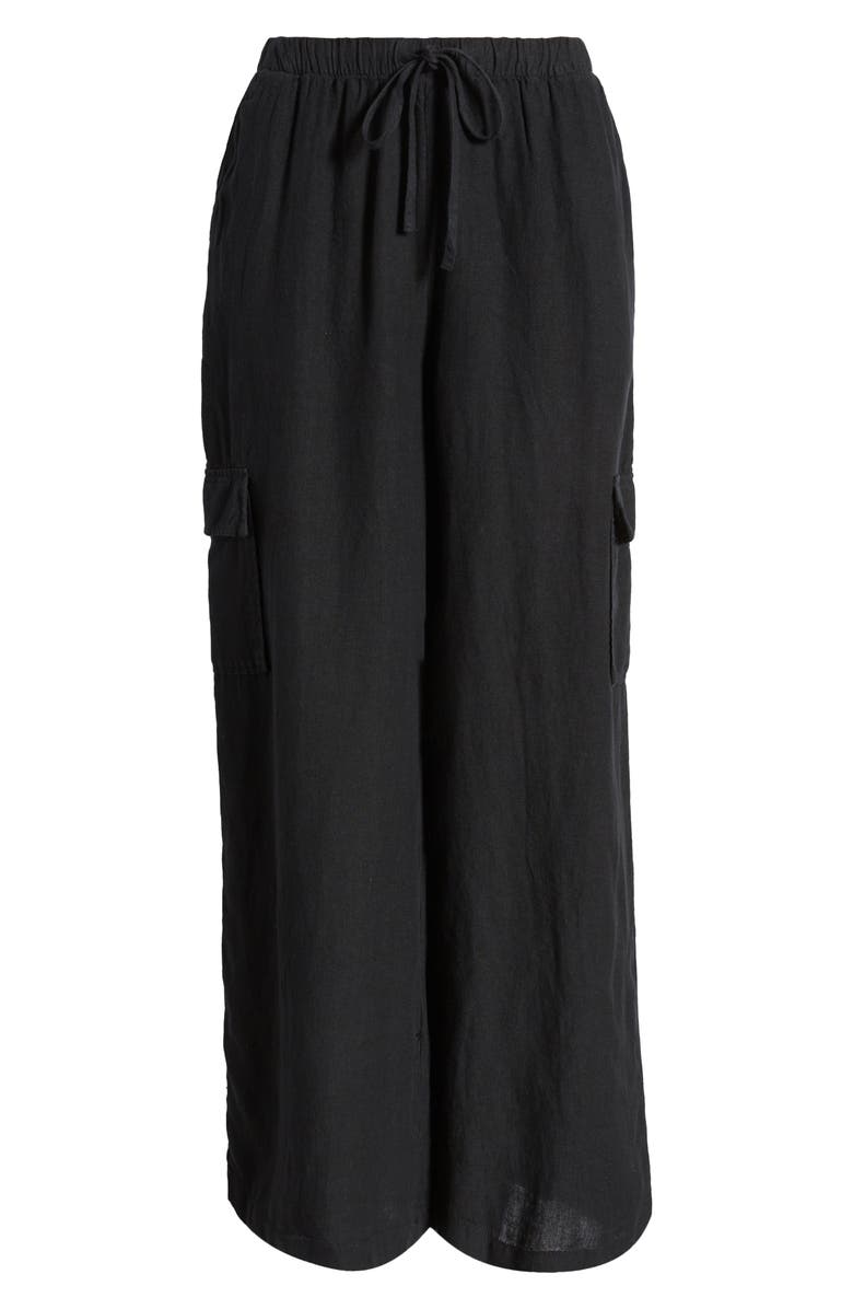 Caslon<sup>®</sup> Drawstring Wide Leg Linen Cargo Pants, Alternate, color,