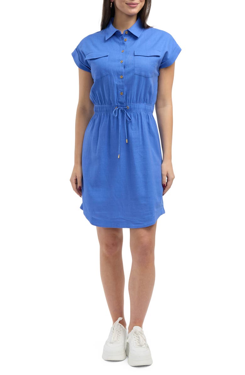 Ellen Tracy Drop Shoulder Shirtdress, Main, color, Azure