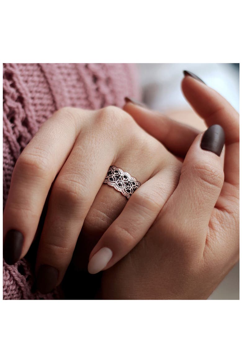 Black & White Diamond Band Ring, Alternate, color, BLACK