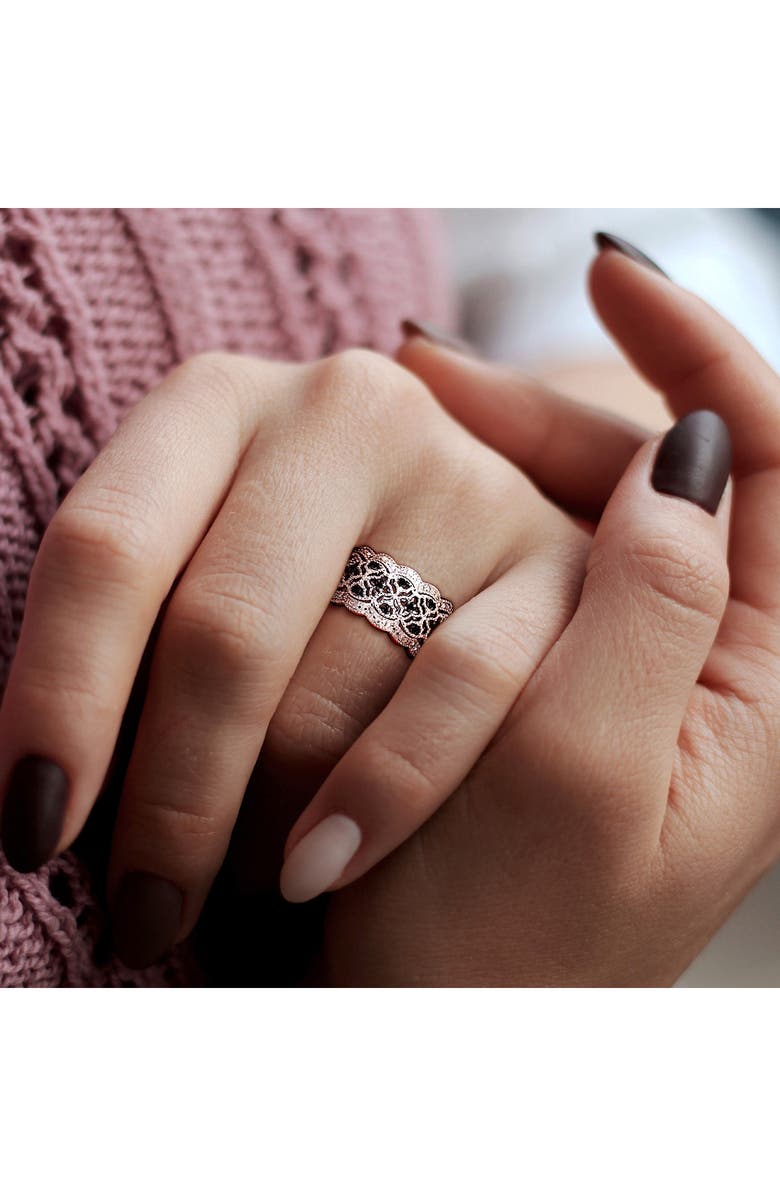 DELMAR Black & White Diamond Band Ring, Alternate, color, Black