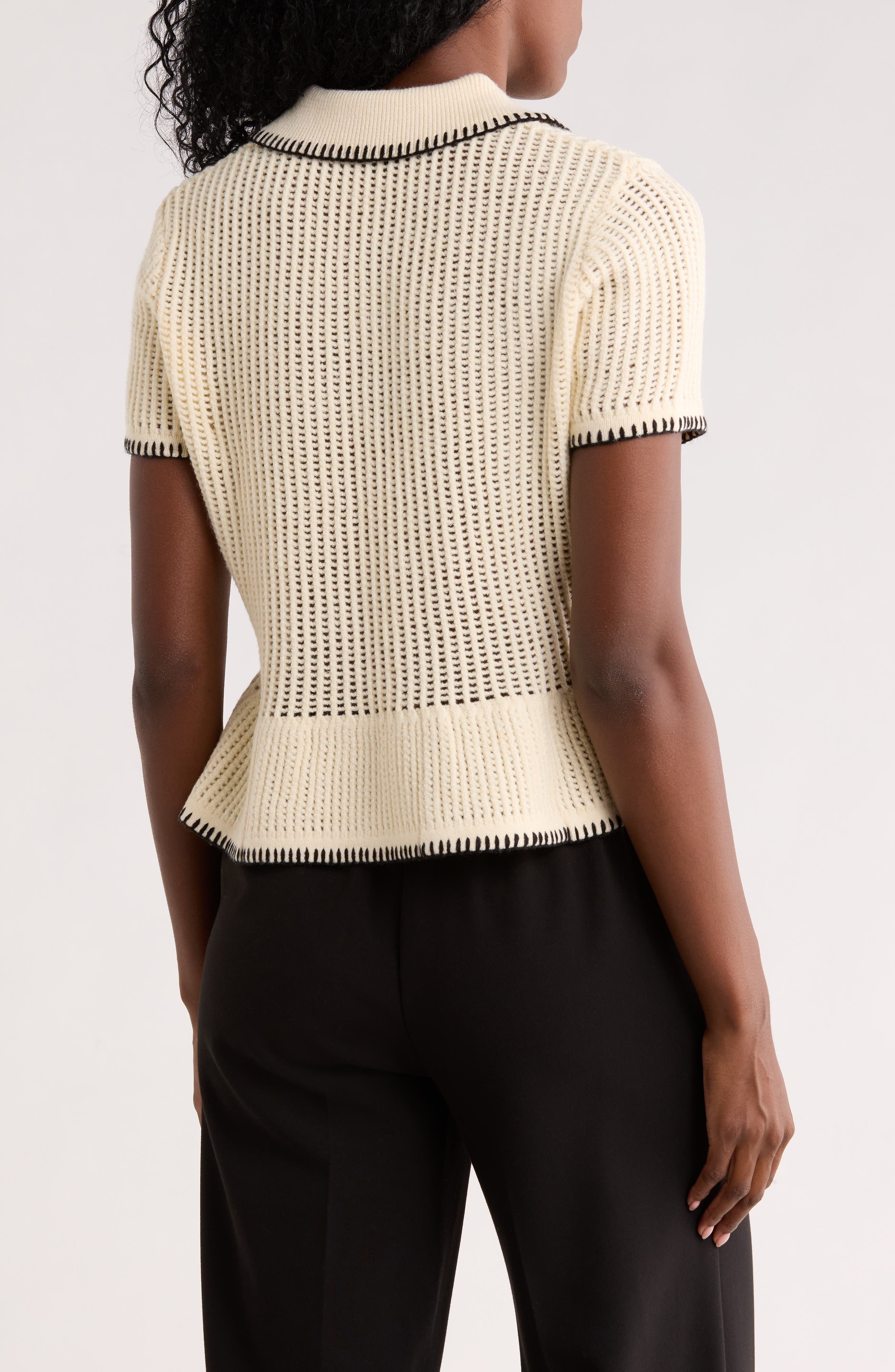 Open Stitch Polo Sweater - image 4