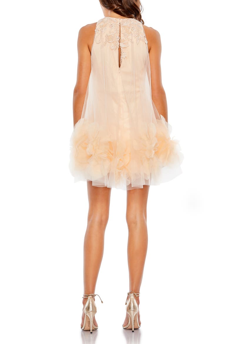 Halter Neck Flowy Petal A Line Mini Dress, Alternate, color, PEACH