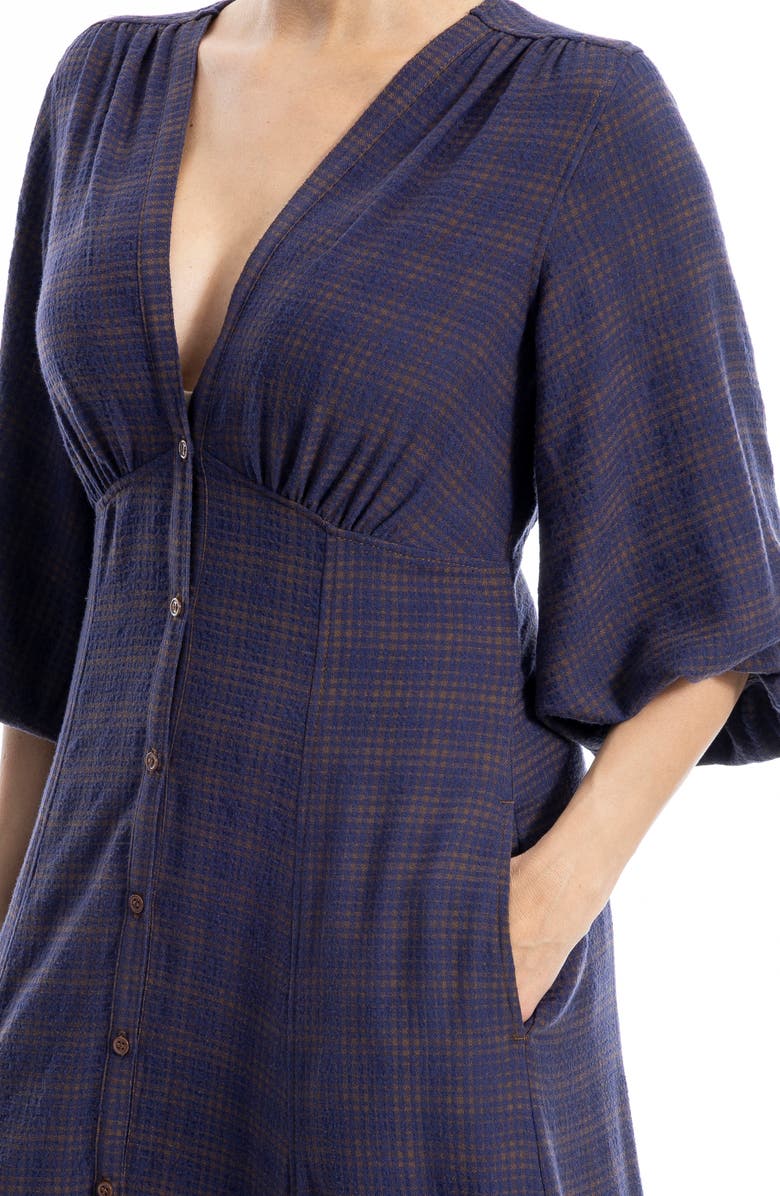 MAX STUDIO Puff Sleeve Maxi Dress, Alternate, color, Royal/ Brown