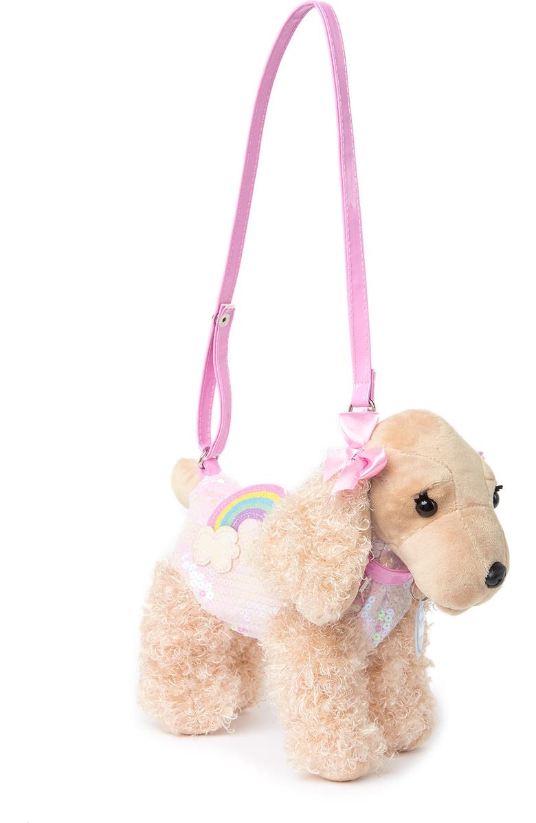 CONFETTI CHILDRENS ACCESSORIES Sadie Stuffed Dog Purse, Main, color,
