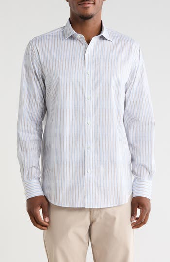 Bugatchi Woven Button Up Shirt in Classic Blue at Nordstrom Rack, Size Small