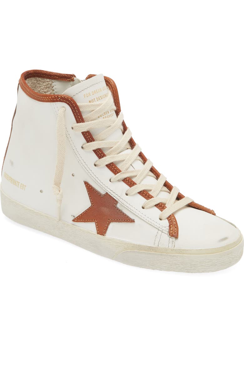 Golden Goose Francy Private Edition Zip High Top Sneaker, Main, color, White/ Cuoio
