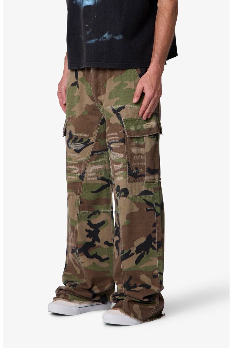 Distressed Wide Leg Camo Cargo Pants, Alternate, color, CAMO