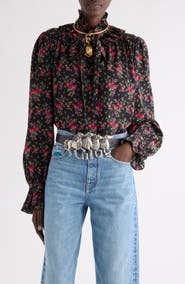Chloé Print Silk Crêpe de Chine Button-Up Shirt