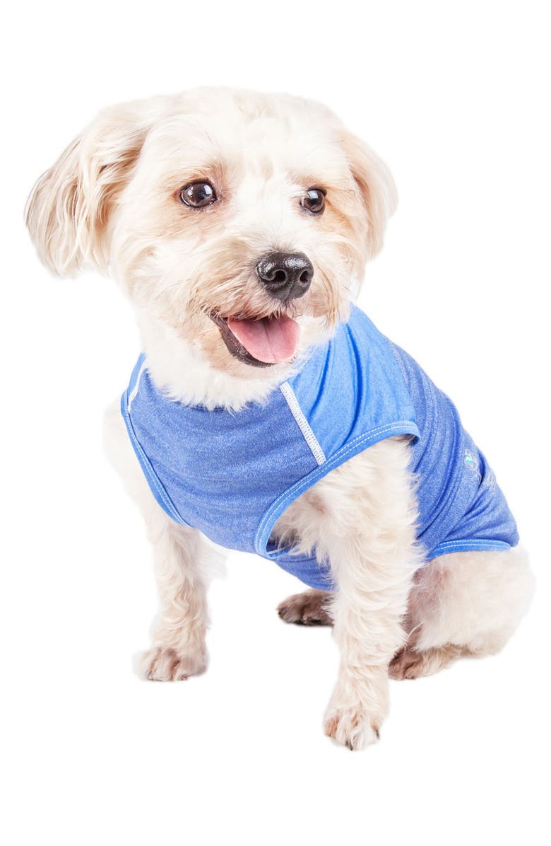 PET LIFE ACTIVE 'Aero-Pawlse' Heathered Tank Top, Alternate, color, Seafoam Blue
