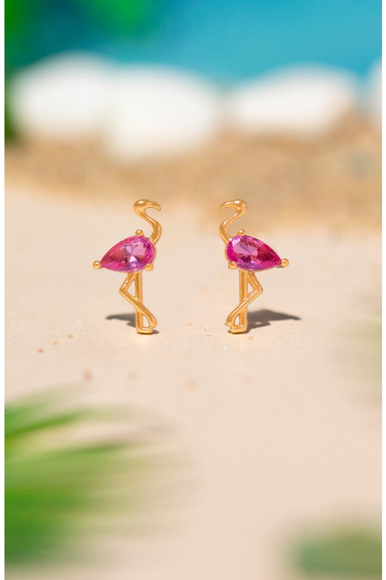 Flamingo Stud Earrings, Alternate, color, GOLD