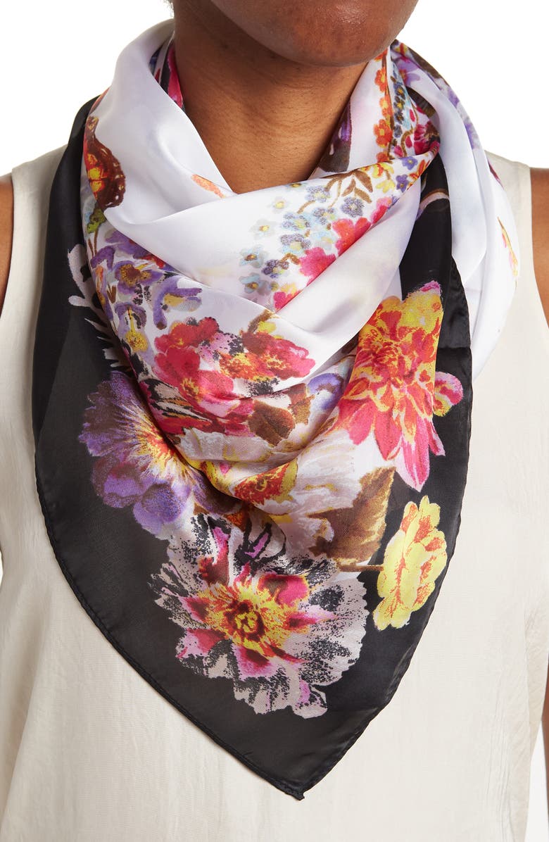 Vince Camuto Butterfly Garden Print Square Scarf, Main, color, 