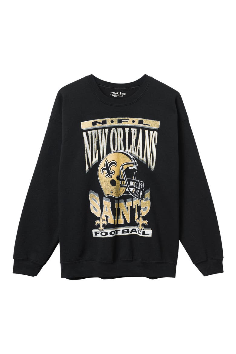 New Orleans Saints Helmet Flea Market Crewneck Sweatshirt, Main, color, BLACK
