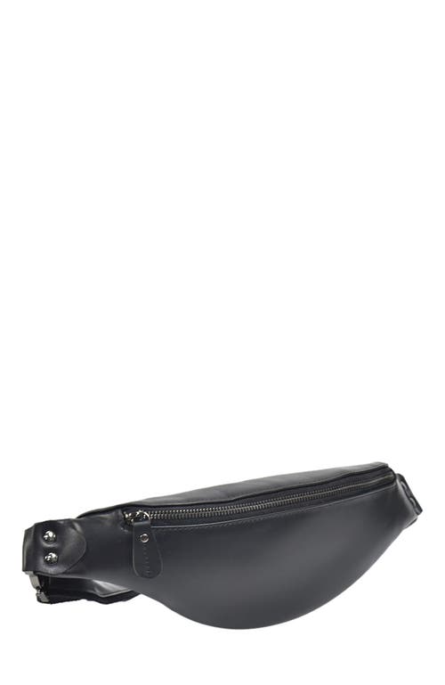 STEEL HORSE LEATHER Sigrid Smooth Black Leather Waist Bag | Smooth Black Leather Fanny Pack  product