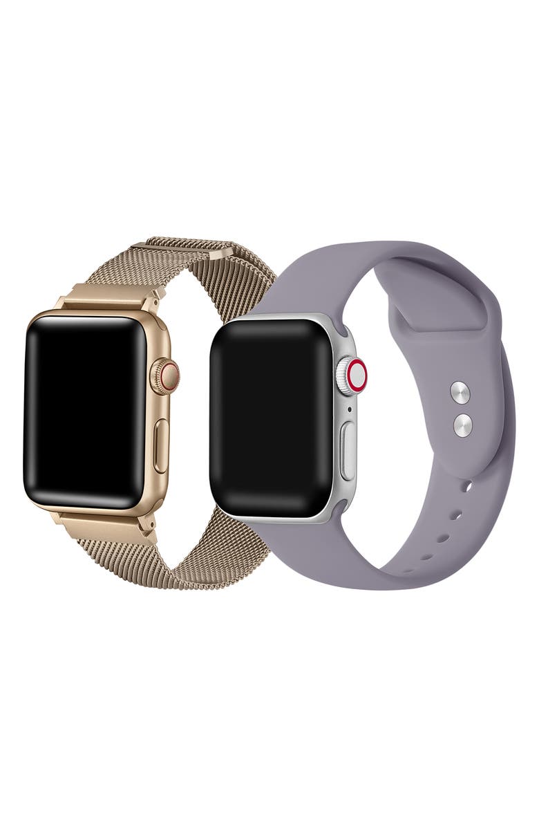 Posh Tech 2-Pack Silicone & Stainless Steel Apple Watch<sup>®</sup> Watchbands, Main, color, 