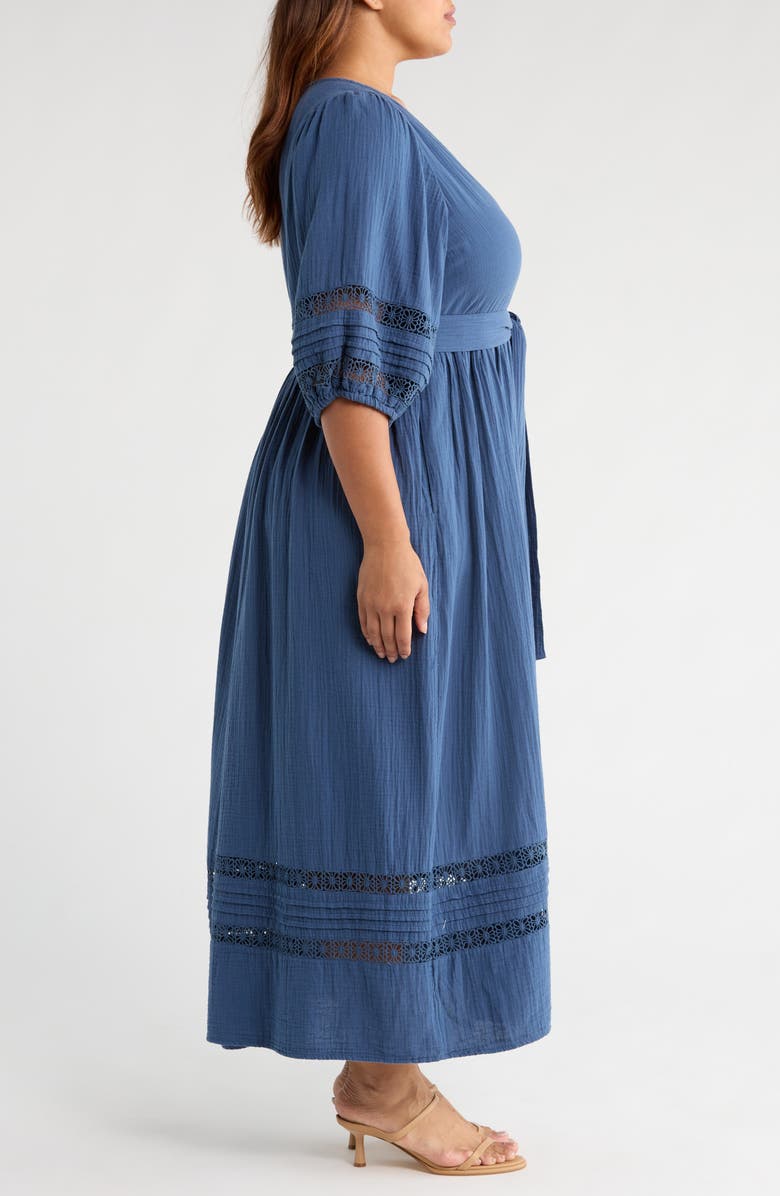 Caslon<sup>®</sup> Belted Cotton Maxi Dress, Alternate, color, Navy Denim