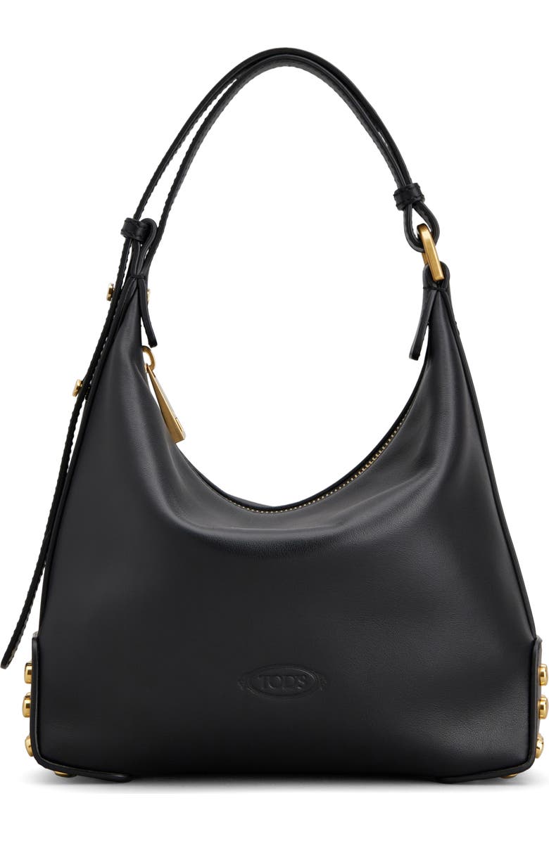Tod's Mini Metal Dots Leather Shoulder Bag, Main, color, Nero