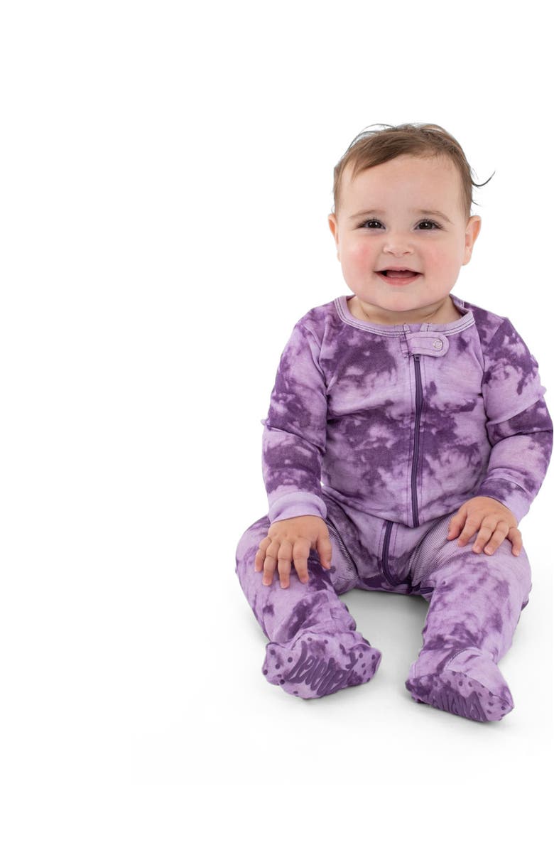 Leveret Footed Cotton Pajamas Matching Family Coordinated Tie Dye Prints, Alternate, color, Tie Dye Purple Mix