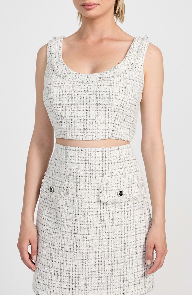 GUESS Annamaria Metallic Tweed Crop Top, Main, color,