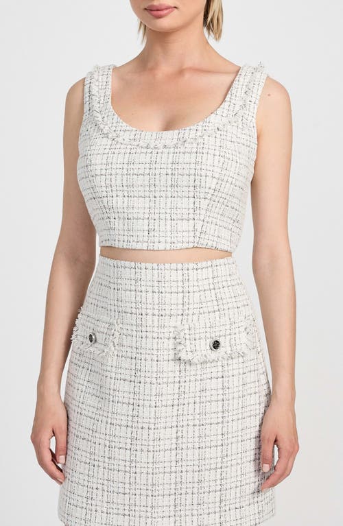 Guess Annamaria Metallic Tweed Crop Top In Gray