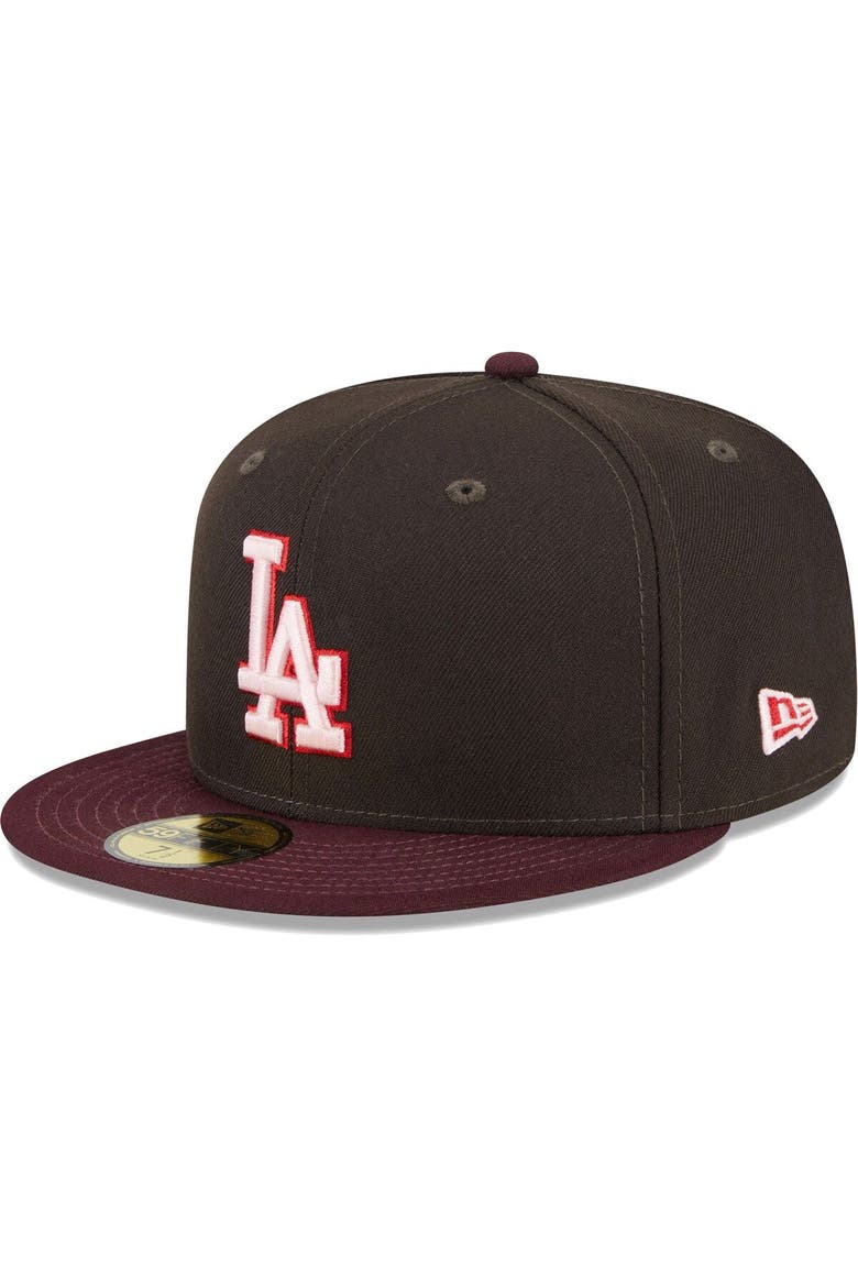 Men's New Era Brown/Maroon Los Angeles Dodgers Chocolate Strawberry 59FIFTY Fitted Hat, Alternate, color, Brown