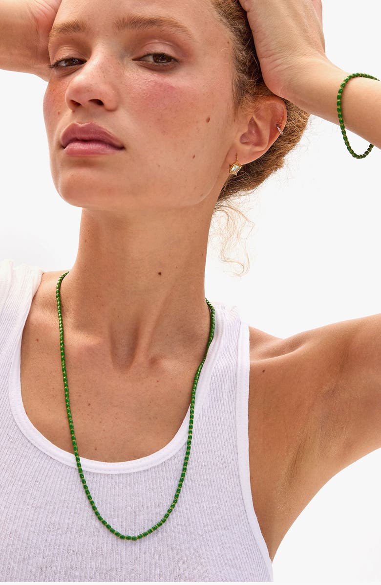 Clare V. Enamel Bead Necklace, Alternate, color, Emerald