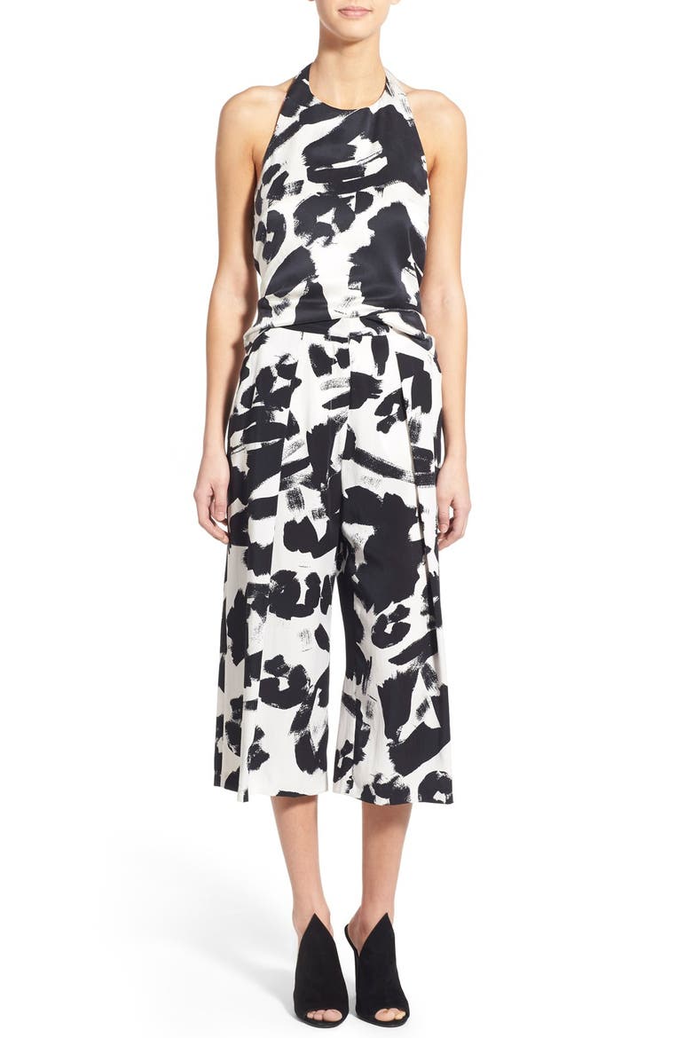 Pleat Crop Trousers, Alternate, color, BLACK