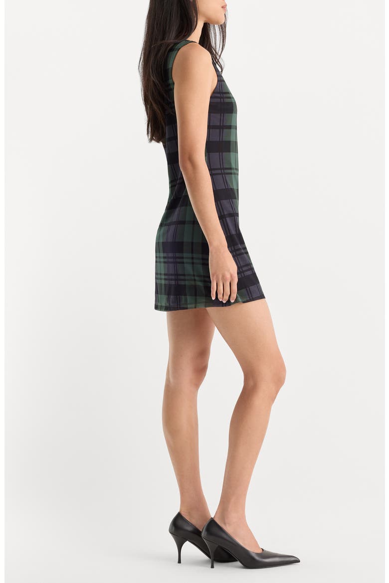 Mesh Plaid Minidress, Alternate, color, NAVY AND GREEN PLAID