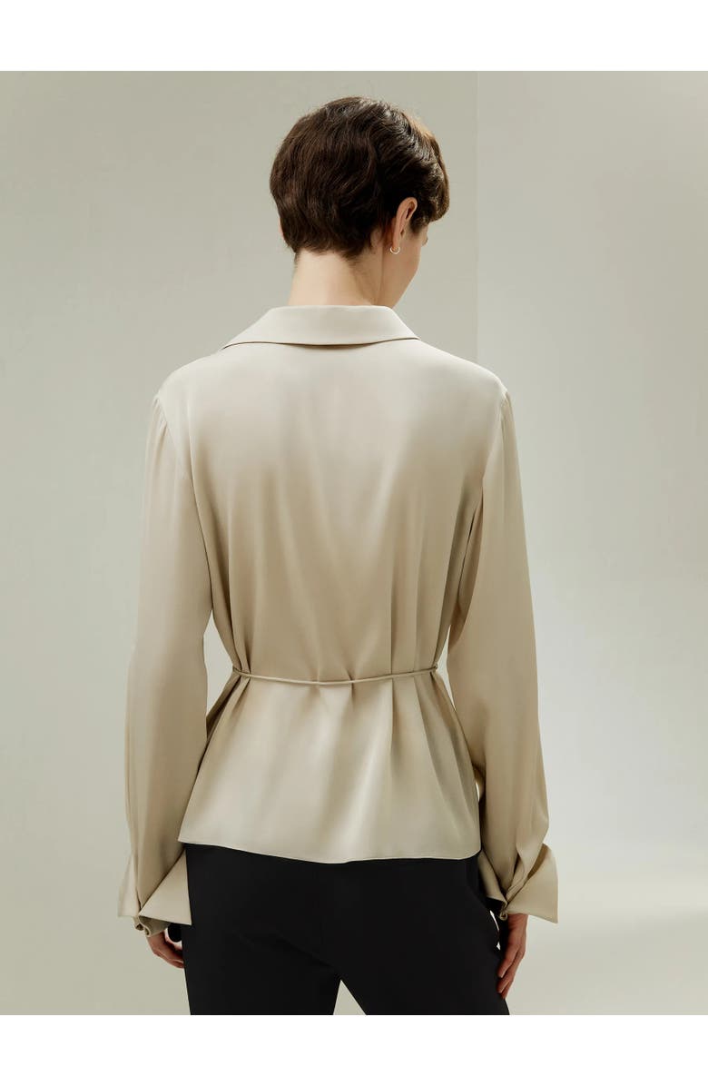 Lilysilk Asymmetrical Shirt with Waist Tie, Alternate, color, 