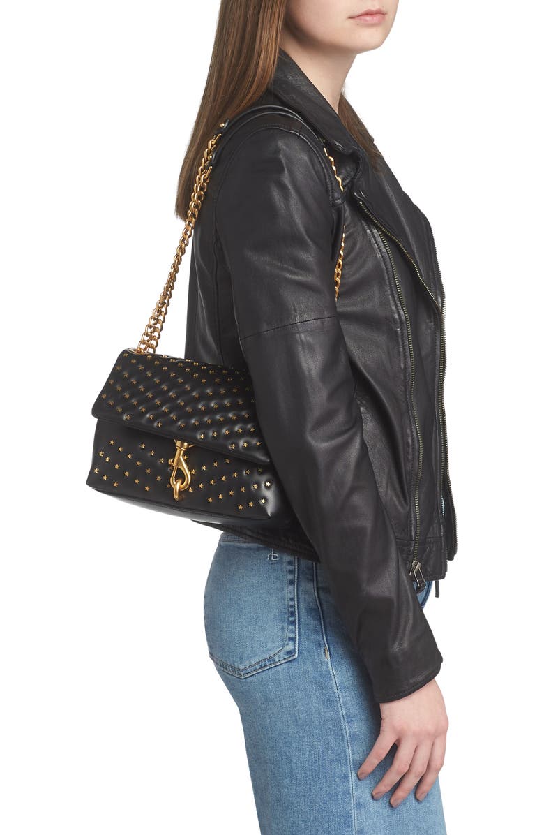 Rebecca Minkoff Edie Stud Quilted Leather Convertible Crossbody Bag, Alternate, color,