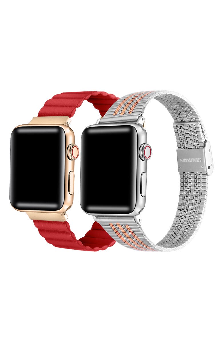 The Posh Tech Assorted 2-Pack Apple Watch<sup>®</sup> Watchbands, Main, color, Red Assorted