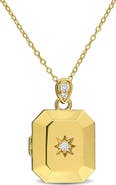 DELMAR Lab Created White Sapphire Locket Pendant Necklace