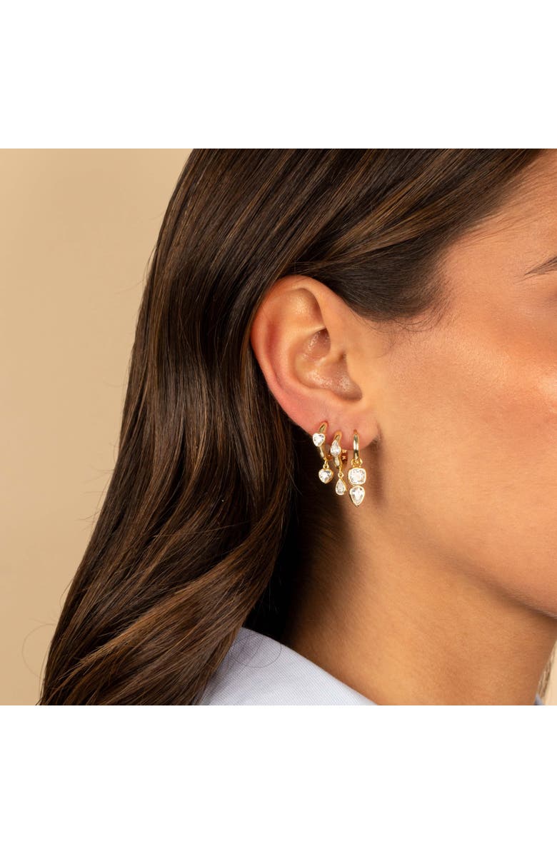 BY ADINA EDEN Double Heart CZ Dangle Huggie Earring, Alternate, color, 