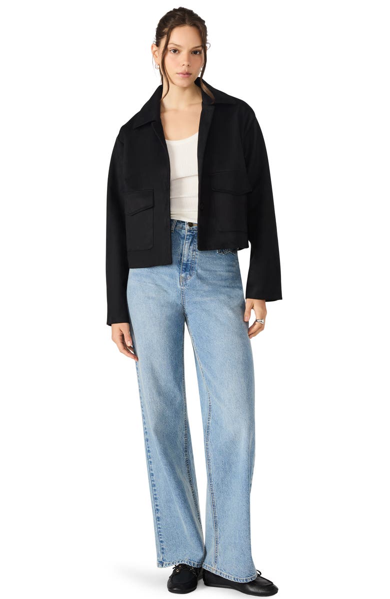 Steve Madden Faux Suede Trucker Jacket, Alternate, color, Black