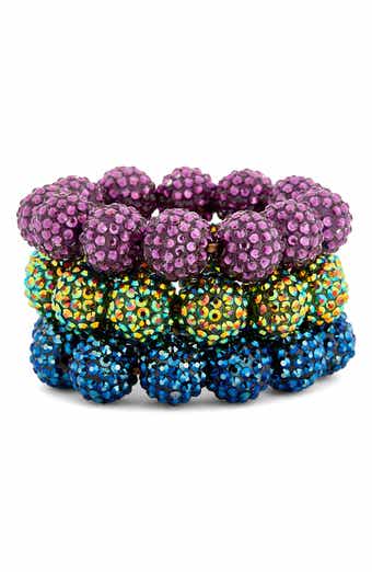 Kenneth Jay Lane Set of 3 Pavé Rhinestone Beaded Stretch Bracelets